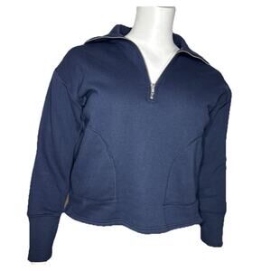 Free Assembly Women Size Small Half Zip Pullover Sweatshirt Navy Blue